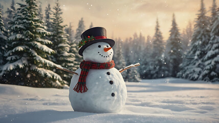 Christmas banner with snowman