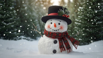 Obraz premium Christmas banner with snowman
