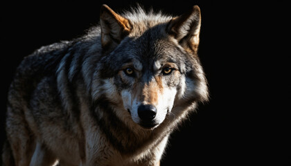 Obraz premium wolf, perfect lighting, spot light with dark background