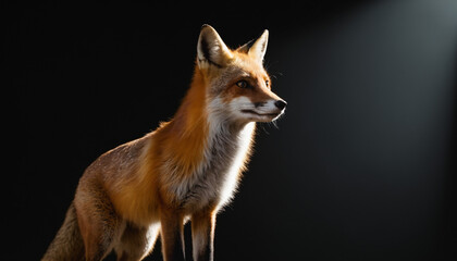 Fototapeta premium fox, perfect lighting, spot light with dark background