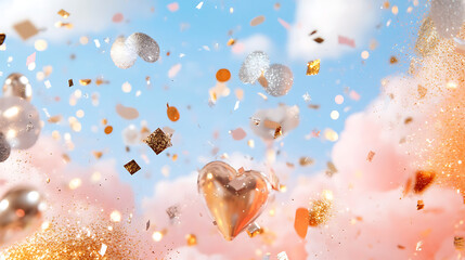 Heart Shaped Balloon with Confetti