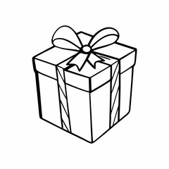 Obraz premium Outlined gift box with ribbon bow