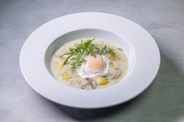 Typical czech cuisine kulajda soup