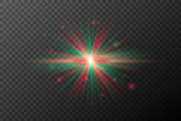 Red and Green Festive Light Burst with Glowing Particles 