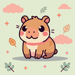 Capybara cartoon chibi kawaii vector