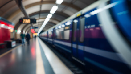 Abstract blur train station interior background. Railway Station
