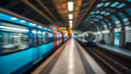 Abstract blur train station interior background. Railway Station