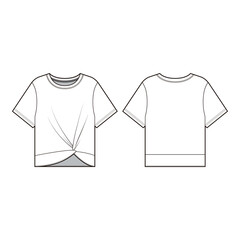 Twisted Front Cropped T-shirt Mockup - Front and Back View
