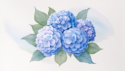 Soft Blue Hydrangea with Green Leaves  
