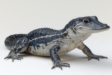Obraz premium Juvenile alligator on neutral background showcasing natural texture and detail