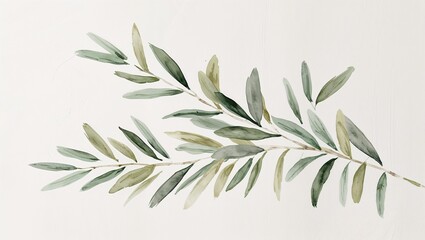 Naklejka premium Minimalist Watercolor Olive Branch Illustration 