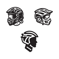 Bicycle Helmet Silhouette Vector Set - Safety Gear, Cycling, and Outdoor Sports Icons