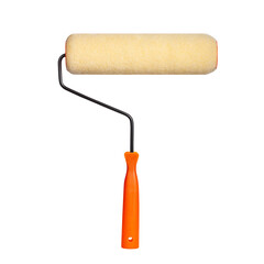 Obraz premium Paint roller with orange plastic handle isolated on white background, clipping path