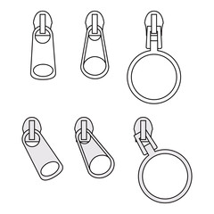 Zipper Puller Technical Drawing, Different Styles

