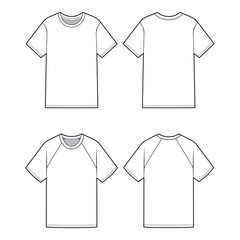 White T-shirt Mockup Set: Crew Neck and Raglan