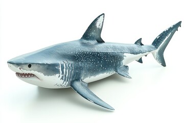 Naklejka premium Great white shark model on clean white background: realistic marine design