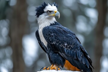 Majestic harpy eagle in natural habitat with striking plumage