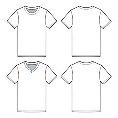 White T-shirt Mockup Set: Crew Neck and V-neck
