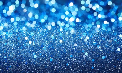 Sapphire glitter bokeh background. Unfocused shimmer royal blue sparkle. Crystal droplets wallpaper