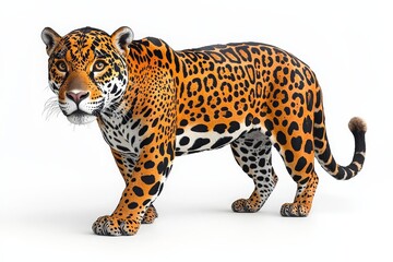 Obraz premium Majestic jaguar standing confidently on white background