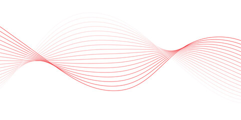 Abstract wavy stripes on white background isolated, Undulate RED Wave Swirl. Abstract red curved line for banner design and frequency sound wave line. Curved wavy line, smooth stripe.