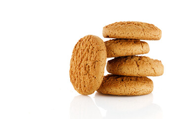 Oatmeal cookies a isolated  white background. Full depth of field.