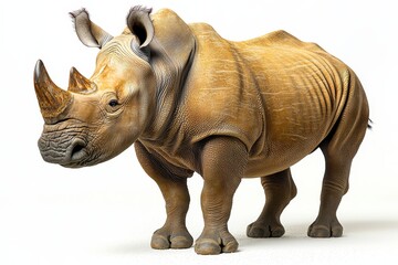 Obraz premium Majestic rhinoceros standing strong with detailed horns and textured skin