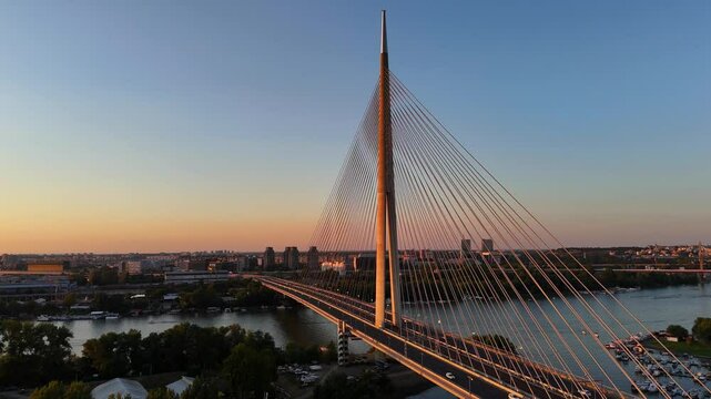 bridge in the sunset in city
