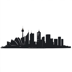Obraz premium Sydney Skyline Silhouette, Illustration Isolated On White Background
