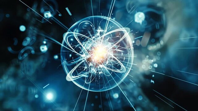 An otherwise serene scene is disturbed by abrupt flashes of light and erratic movements illustrating the constant fluctuation of quantum particles.