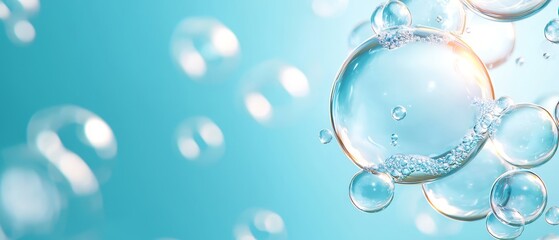A bunch of bubbles floating in the air on a blue background