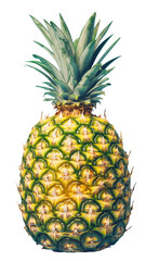Fototapeta premium Fresh pineapple with vibrant green leaves, isolated on transparent background