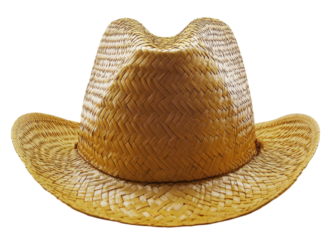 Lightweight cowboy straw hat with detailed weave, transparent background, great for western and outdoor summer themes.