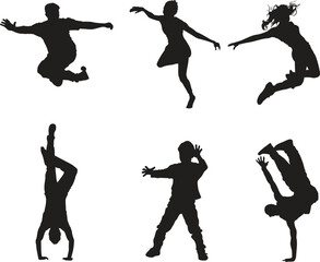Vector illustration of people dance silhouette isolated on a white background