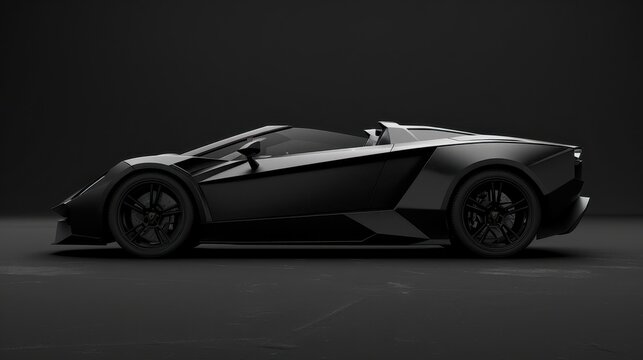 Car with a powerful motor, designed for high-speed transport. Black car with gold details, a high-performance sport model.