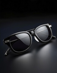 Black Sunglasses, isolated on a dark black