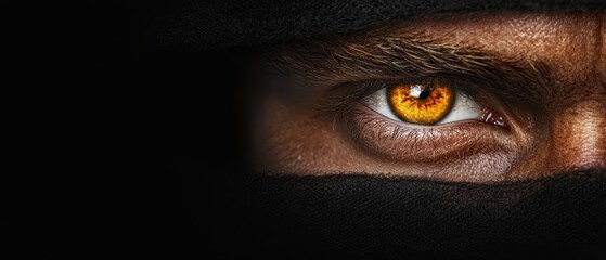  A close up of a person's eye with a black background