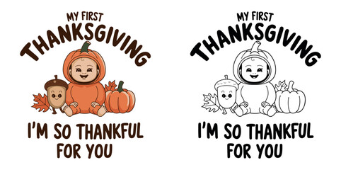 Baby first thanksgiving holiday vector t-shirt design