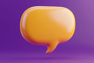 3D Speech Bubble on Purple Background	