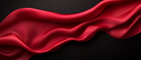 A red satin fabric on a black background