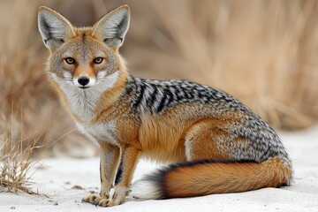 Fototapeta premium Captivating side view of a swift fox in natural habitat