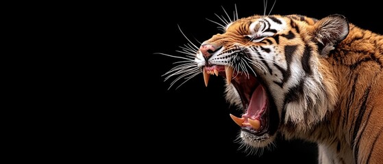 Obraz premium A close up of a tiger's face with its mouth open