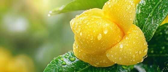 A yellow flower with water droplets on it