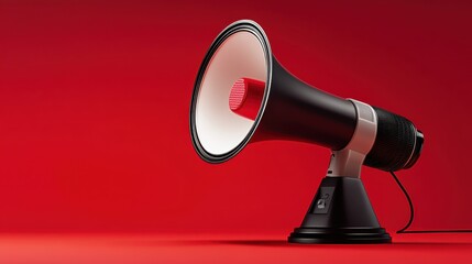 Megaphone on Red Background	