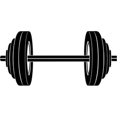  barbell vector silhouette on white bedground