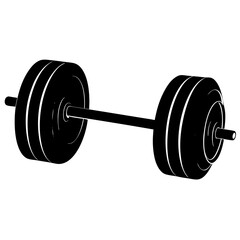  barbell vector silhouette on white bedground