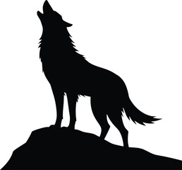 Howling Wolf Vector Silhouette 