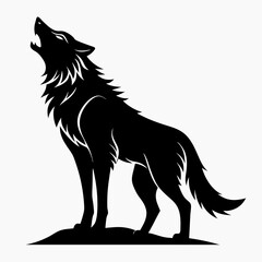 Howling Wolf Vector Silhouette 
