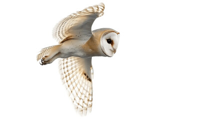 Barn owl flying isolated on transparent background