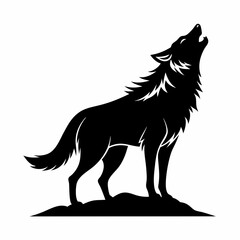 Howling Wolf Vector Silhouette 